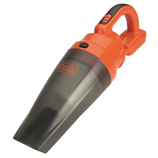 A BLACK+DECKER handheld cordless vacuum cleaner with an orange and black design, shown against a white background.