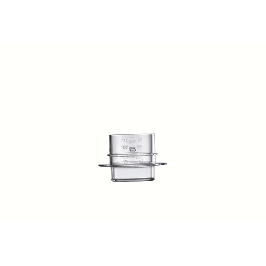 BLACKDECKER BX650G food processor close-up of black lid with locking arrow, white background.