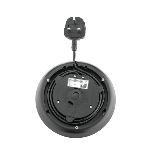 Photo of BLACK+DECKER DK40 electric appliance base with UK plug, black plastic, viewed from above.