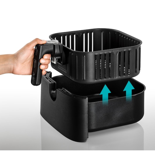 Grand Digital AeroFry Black and Decker Air Fryer food basket removal from pan