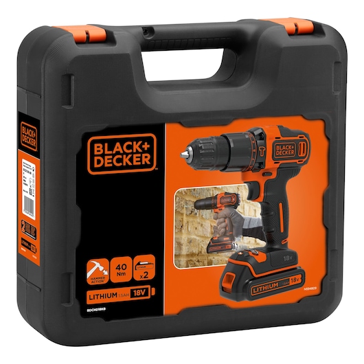 18V Cordless Hammer Drill With 2x 1.5Ah Batteries, 400mA Charger in a Kitbox