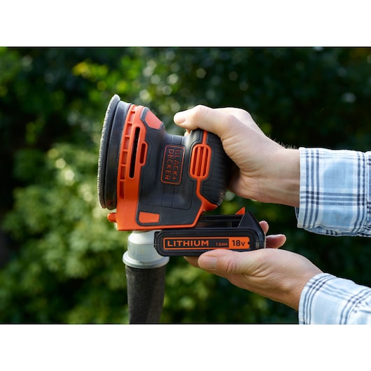18V Cordless Random Orbital Sander With Dust bag and 1 Mesh Sanding Sheet