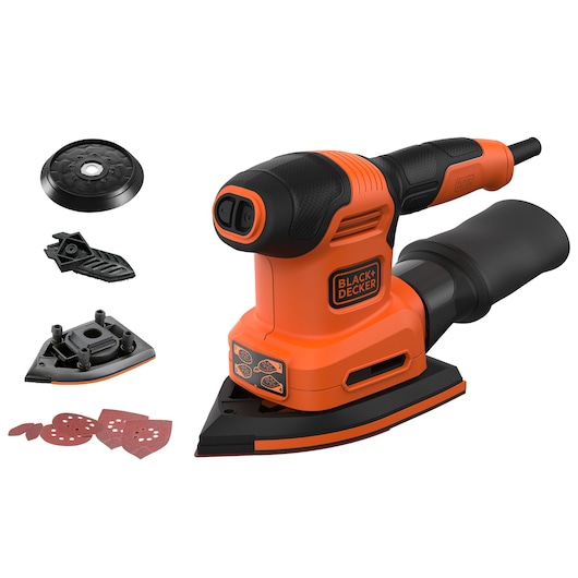 200W 4-in-1 Multi-Sander With 2 Orbital Bases, Finger Sanding Attchment and Sanding Sheets