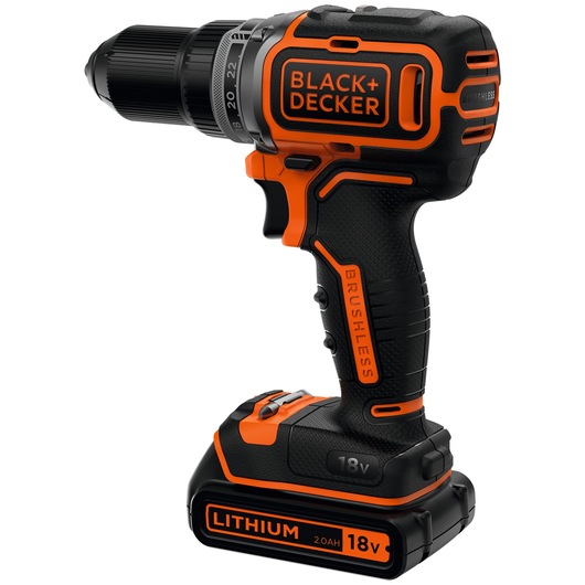 18V Lithium-ion Brushless 2 Gear Drill Driver + 2 x 2.0Ah Batteries with 1Amp charger in Kit Box