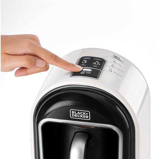 Automatic Turkish Coffee Maker Black and Decker with finger pressing turkish coffee Control Button