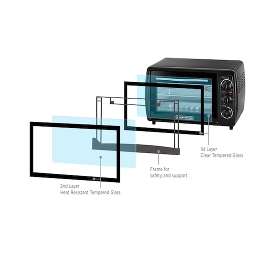 19L Toaster Oven with Double Glass and Rotisserie