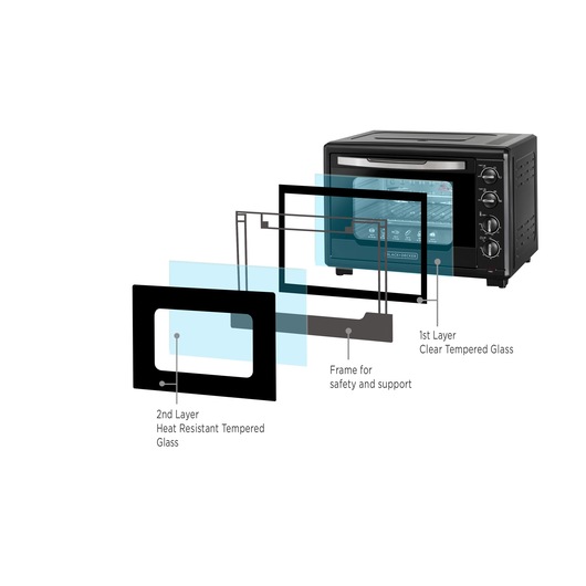 55L Toaster Oven with Double Glass and Rotisserie