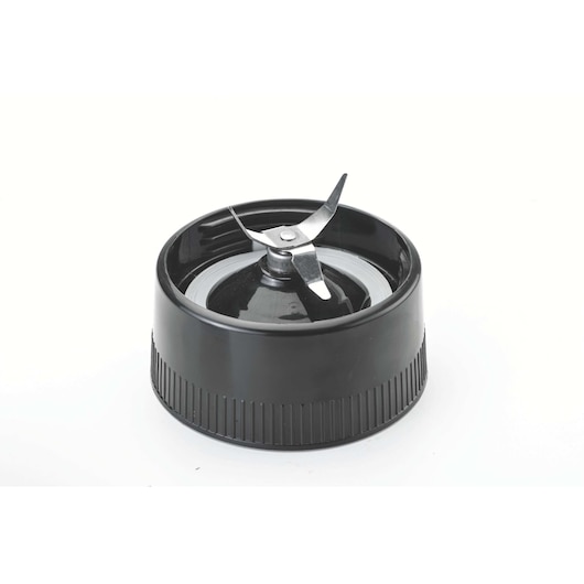 BLACKDECKER KR43 blender blade assembly, black plastic and steel, photographed from front on white background.