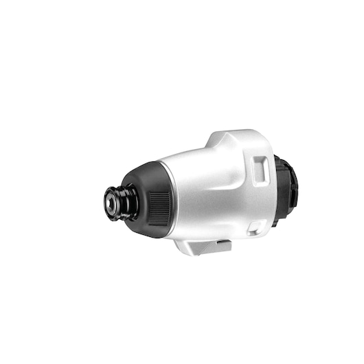 A close-up view of a BLACK+DECKER MTIM3 impact driver head attachment, featuring a silver and black design. The accessory is shown isolated on a white background.