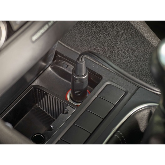 BLACKDECKER NV1200AV car vacuum power plug in car socket, close-up angle.