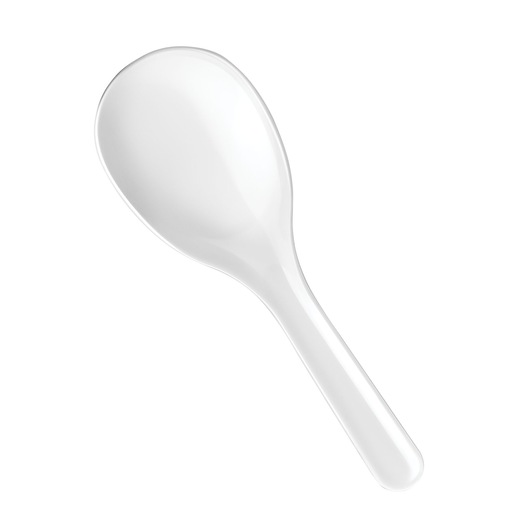 BLACKDECKER PCP1010 white plastic spoon, top view, on white background.