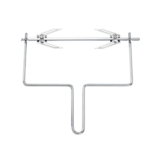 BLACKDECKER TRO35RDG stainless steel rotisserie spit accessory, top angle on white background.